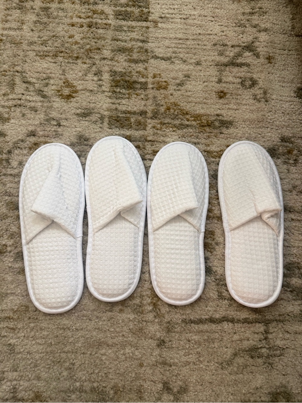 NEW Hotel Spa Waffle Slippers Set of 2 Pairs White 11.5”